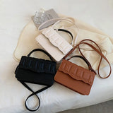 Solid Shoulder Bag for Women Pleated Style Crossbody Chain Purse