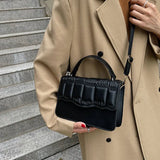 Solid Shoulder Bag for Women Pleated Style Crossbody Chain Purse