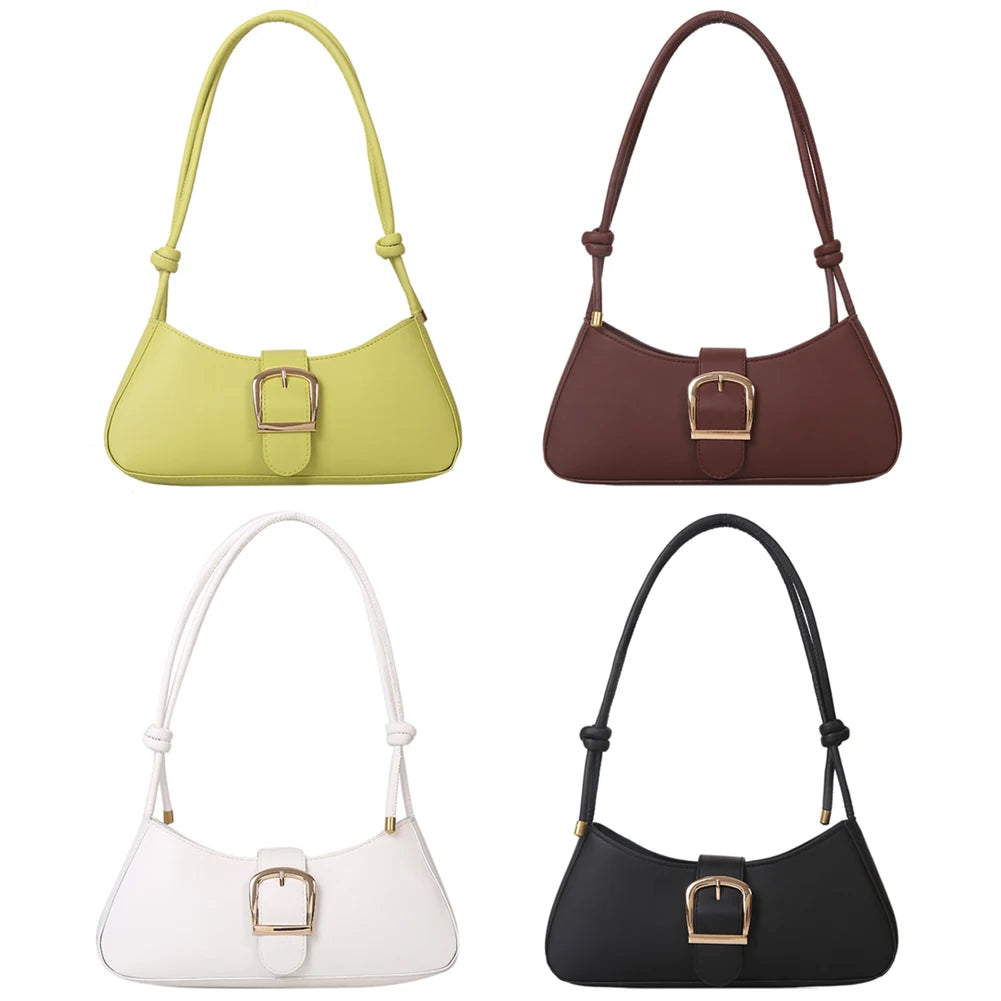 Casual Women Shoulder Bags Ladies PU Leather with Zipper Closure