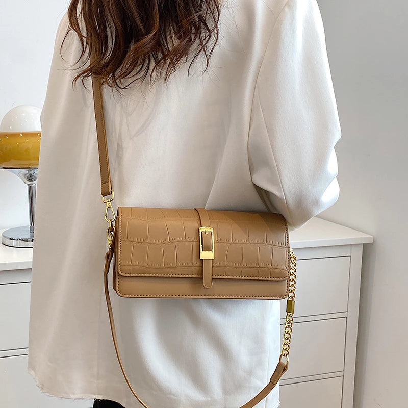 Stone Pattern PU Leather Crossbody Bag Women