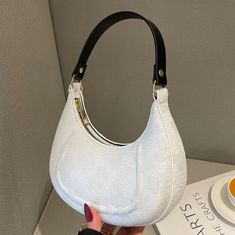 PU Leather Shoulder Bag with Chains Crossbody Flower Design