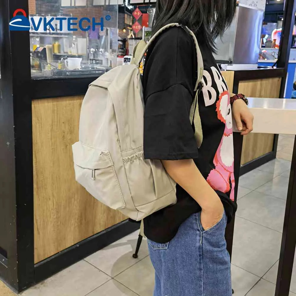 Unisex School Backpack Preppy Style Nylon Bag