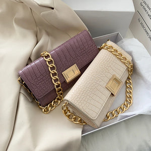 Crocodile Pattern Shoulder Purse Handbag for Women Vintage Style