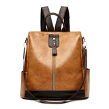 Vintage PU Leather Backpacks Women Big Capacity Travel Bookpack
