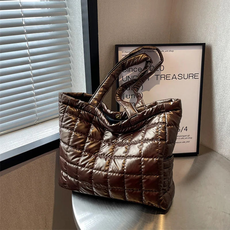 Soft Winter Down Cotton Shoulder Bag for Ladies