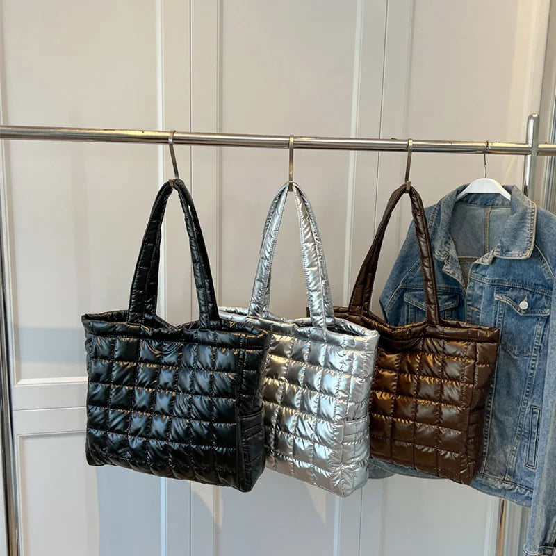 Soft Winter Down Cotton Shoulder Bag for Ladies