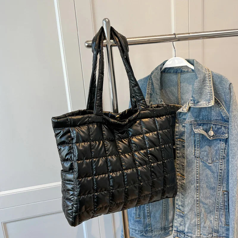 Soft Winter Down Cotton Shoulder Bag for Ladies