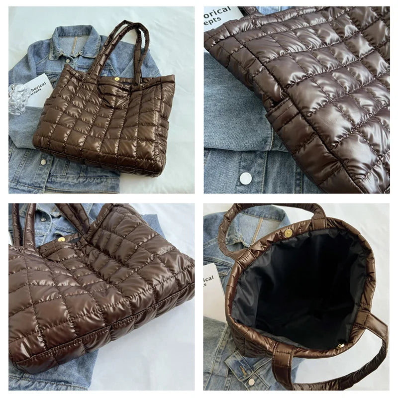 Soft Winter Down Cotton Shoulder Bag for Ladies