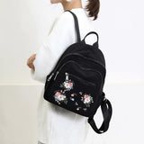 Waterproof Nylon Floral Embroidered Travel Backpack