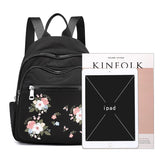 Waterproof Nylon Floral Embroidered Travel Backpack