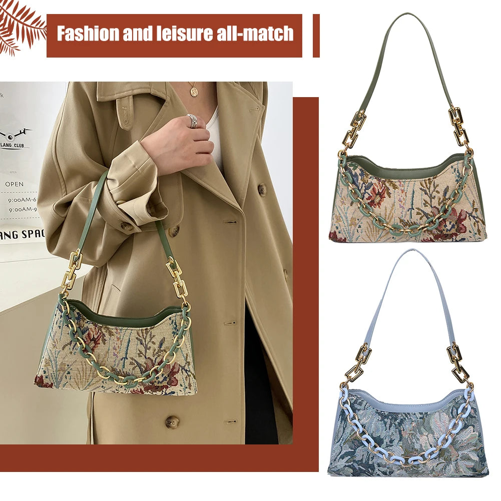Oil Painting Printed Shoulder Bag for Women