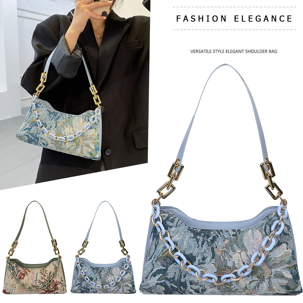 Oil Painting Printed Shoulder Bag for Women