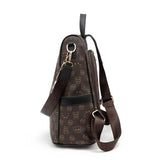 Cartoon Print Leather Backpack for Women