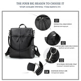 Vintage Leather School Backpack for Girls Large Shoulder Bags