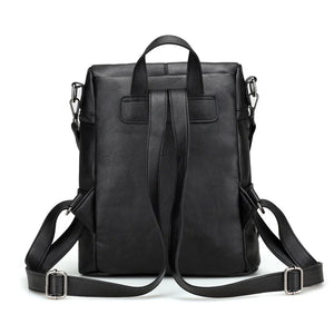 Vintage Leather School Backpack for Girls Large Shoulder Bags