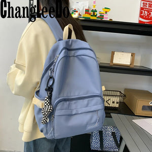 Women Backpack Solid School Bag For Teenage Girls Large Capacity Travel Backbags