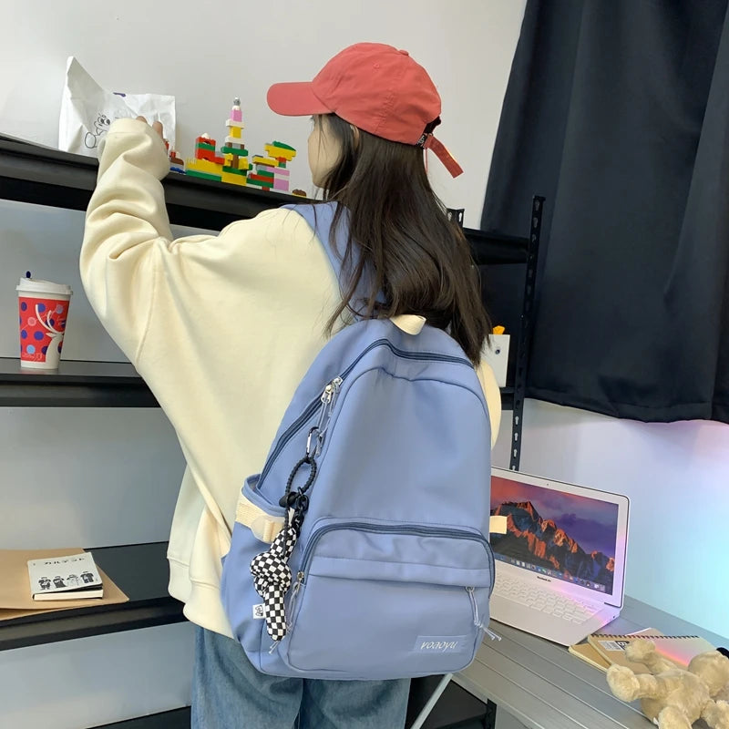 Women Backpack Solid School Bag For Teenage Girls Large Capacity Travel Backbags