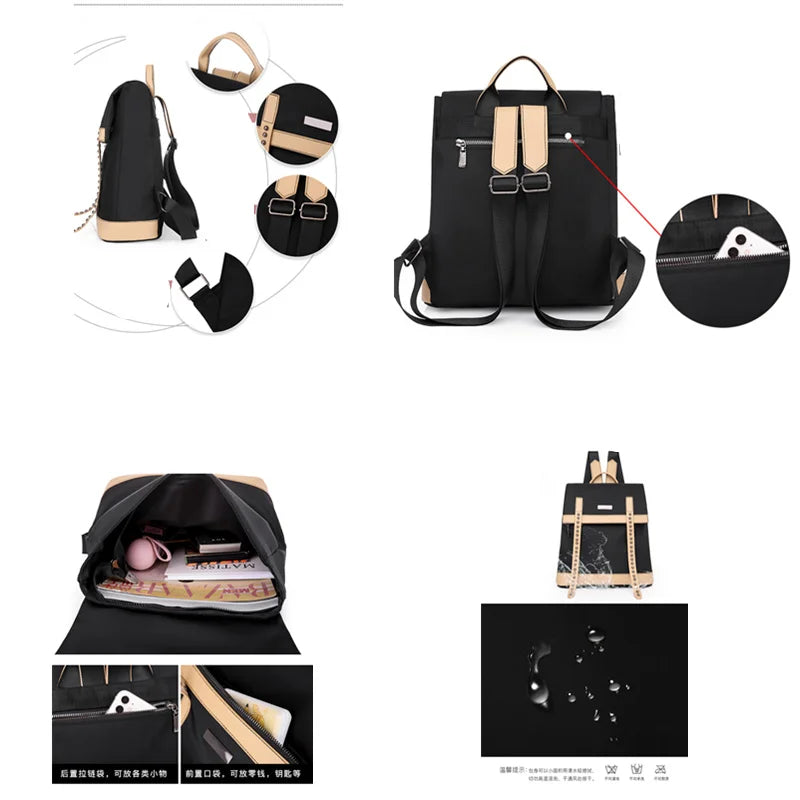 Waterproof Rivet Oxford Cloth Women Backpacks School Bags for Teenage