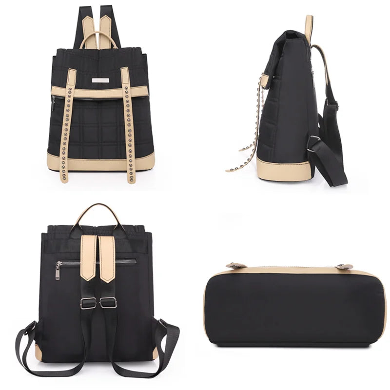 Waterproof Rivet Oxford Cloth Women Backpacks School Bags for Teenage