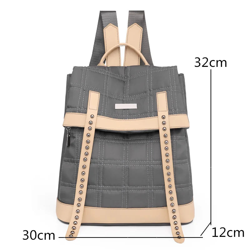 Waterproof Rivet Oxford Cloth Women Backpacks School Bags for Teenage