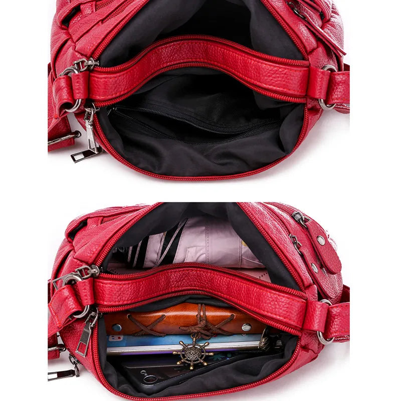 Women Bag Pu Soft Leather Shoulder Bag Multi-layer Crossbody Bag Small Bag