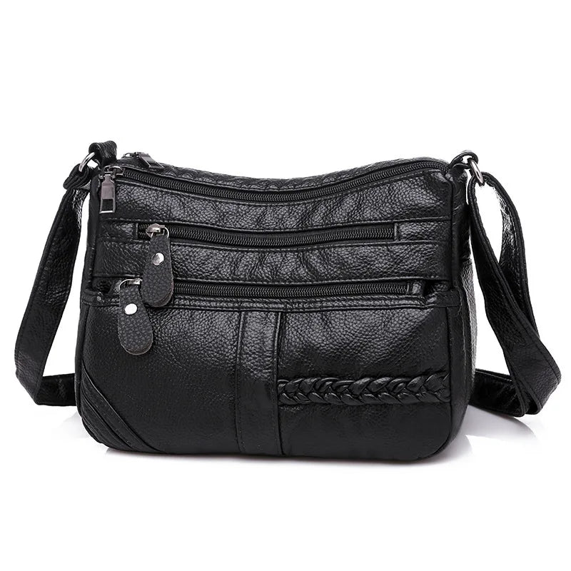 Women Bag Pu Soft Leather Shoulder Bag Multi-layer Crossbody Bag Small Bag