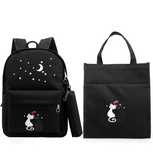 Cartoon Cat School Backpack for Girls