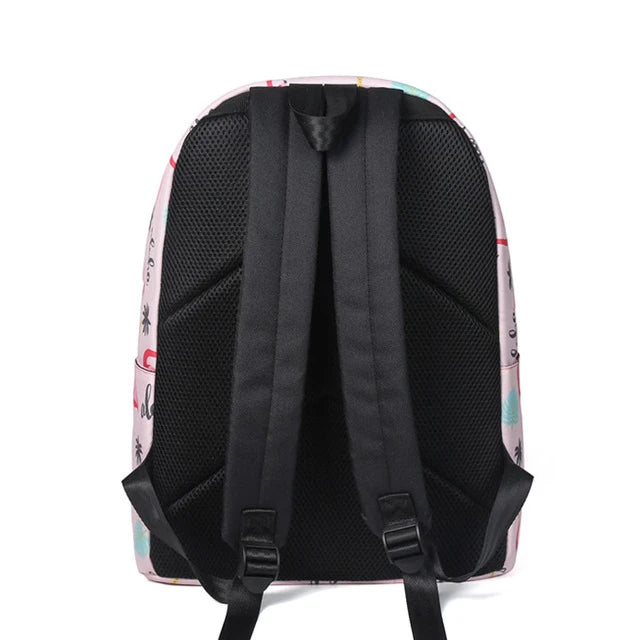 Pink Flamingo School Backpack for Teenage Girls Waterproof Knapsack