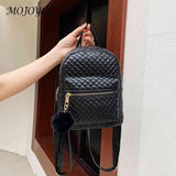 Women Backpack Travel Lattice Pattern Handbag Double Shoulder Bag
