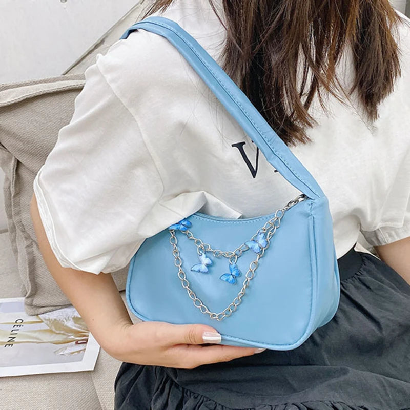 Women Butterfly Chain Shoulder Bags Casual All-match Underarm Bags