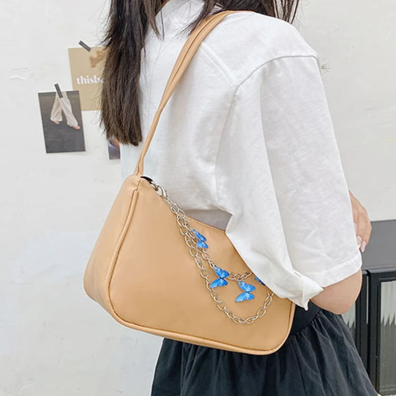Women Butterfly Chain Shoulder Bags Casual All-match Underarm Bags