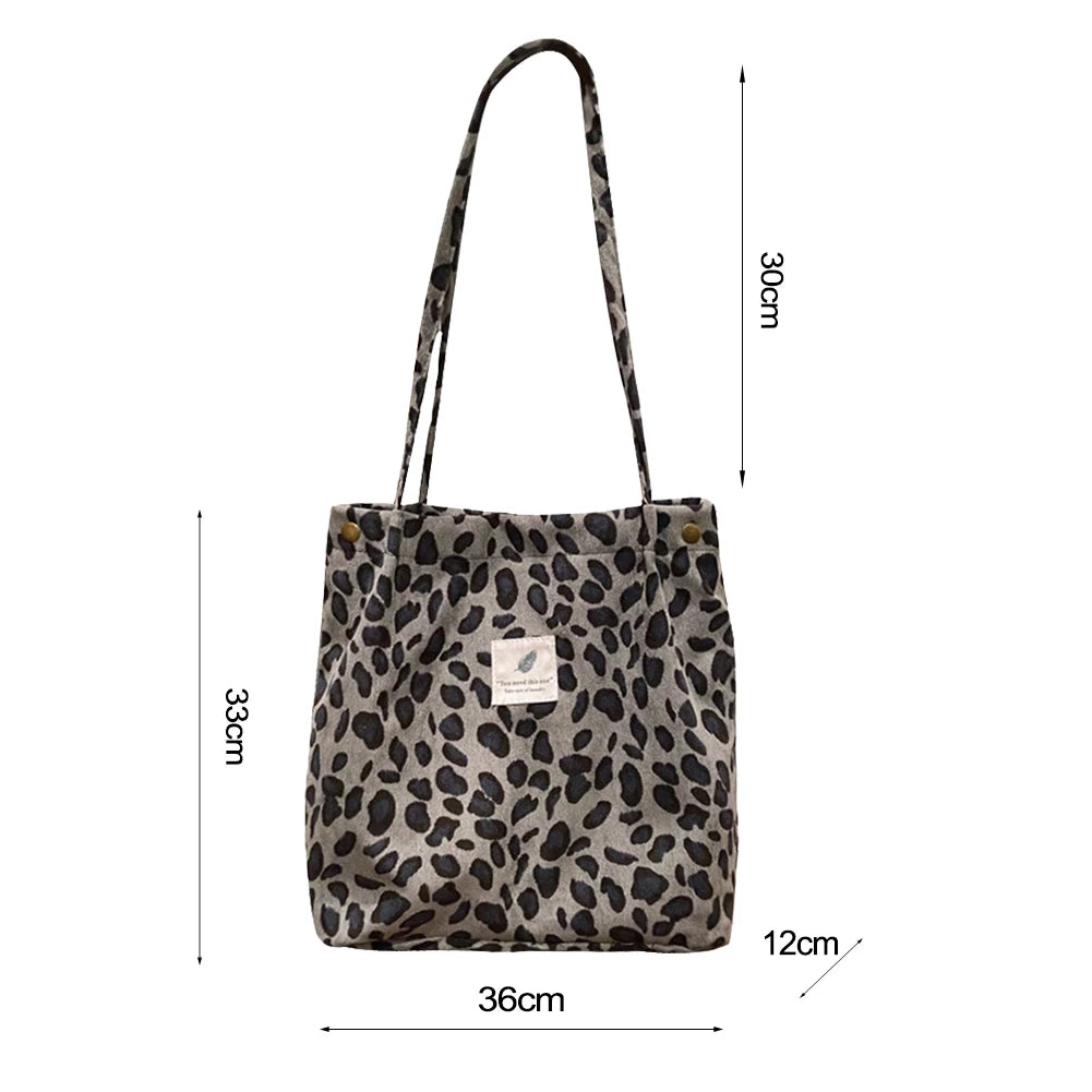 Women Corduroy Shoulder Bag Large Capacity Canvas Bucket Bags