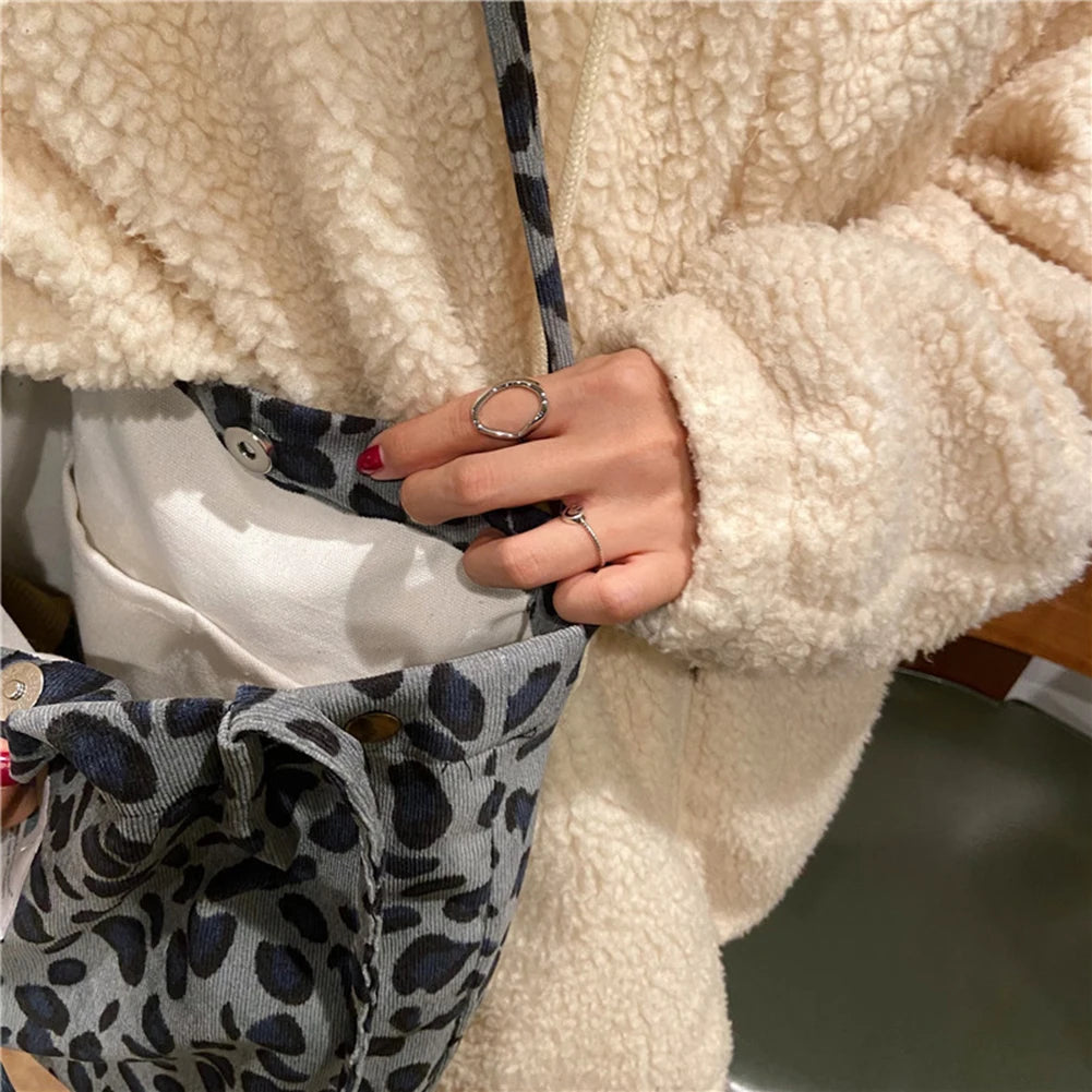 Women Corduroy Shoulder Bag Large Capacity Canvas Bucket Bags