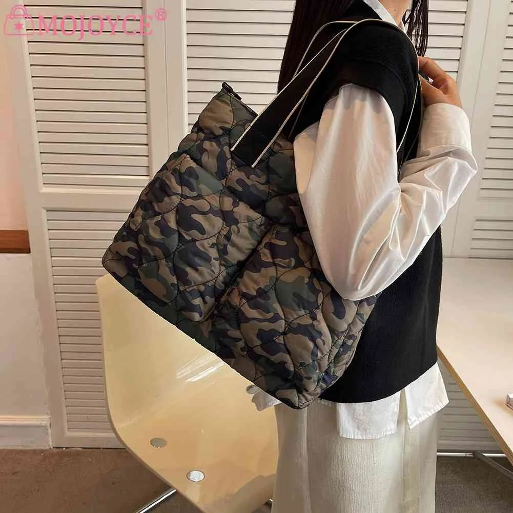 Women Cotton Padded Totes Adjustable Ladies Crossbody Bags Large Capacity