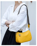 Stone Pattern Leather Crossbody Bag with Wide Strap