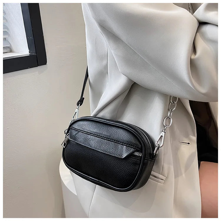 Women Crossbody Bag PU Leather Female Chain Messenger Bags Small Shoulder Handba