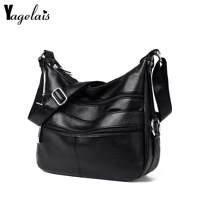Soft Leather Crossbody Messenger Bag for Women