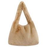 Soft Plush Faux Fur Tote Bag with Zipper
