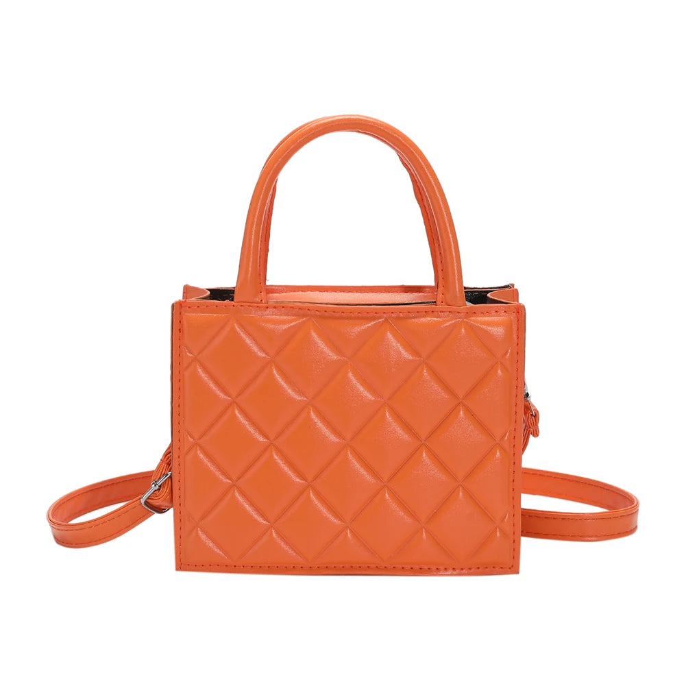 Casual Zipper Rhombic Lattice Female Clutch Small PU Leather Handbag