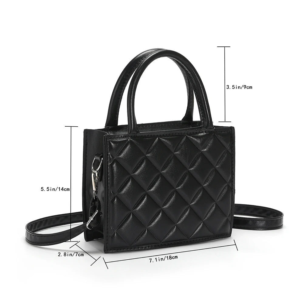 Casual Zipper Rhombic Lattice Female Clutch Small PU Leather Handbag