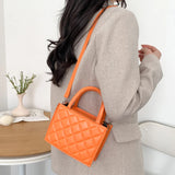 Casual Zipper Rhombic Lattice Female Clutch Solid Small Top-handle