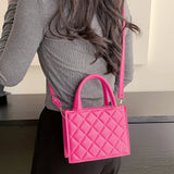 Casual Zipper Rhombic Lattice Female Clutch Solid Small Top-handle