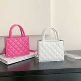 Casual Zipper Rhombic Lattice Female Clutch Solid Small Top-handle