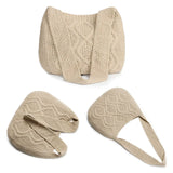 Women Woven Shoulder Bag Large Capacity Crochet Hobo Knitting Handbag