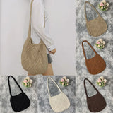 Women Woven Shoulder Bag Large Capacity Crochet Hobo Knitting Handbag