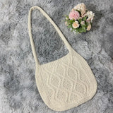 Women Woven Shoulder Bag Large Capacity Crochet Hobo Knitting Handbag