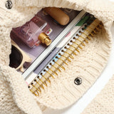 Women Woven Shoulder Bag Large Capacity Crochet Hobo Knitting Handbag