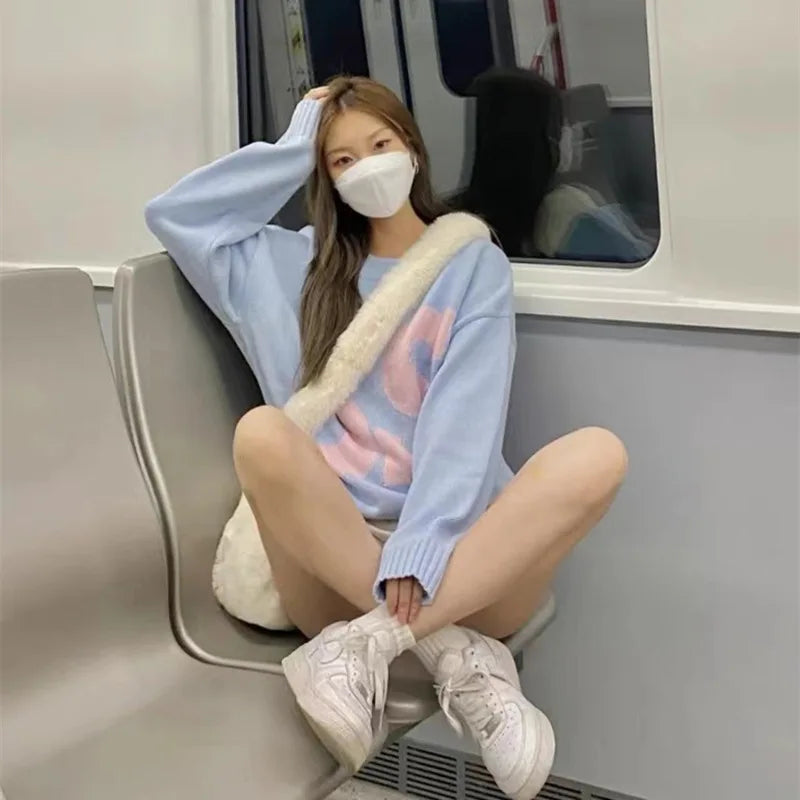 Pink Faux Fur Shoulder Bag Soft Fluffy Crosssbody Purse Tote Bag