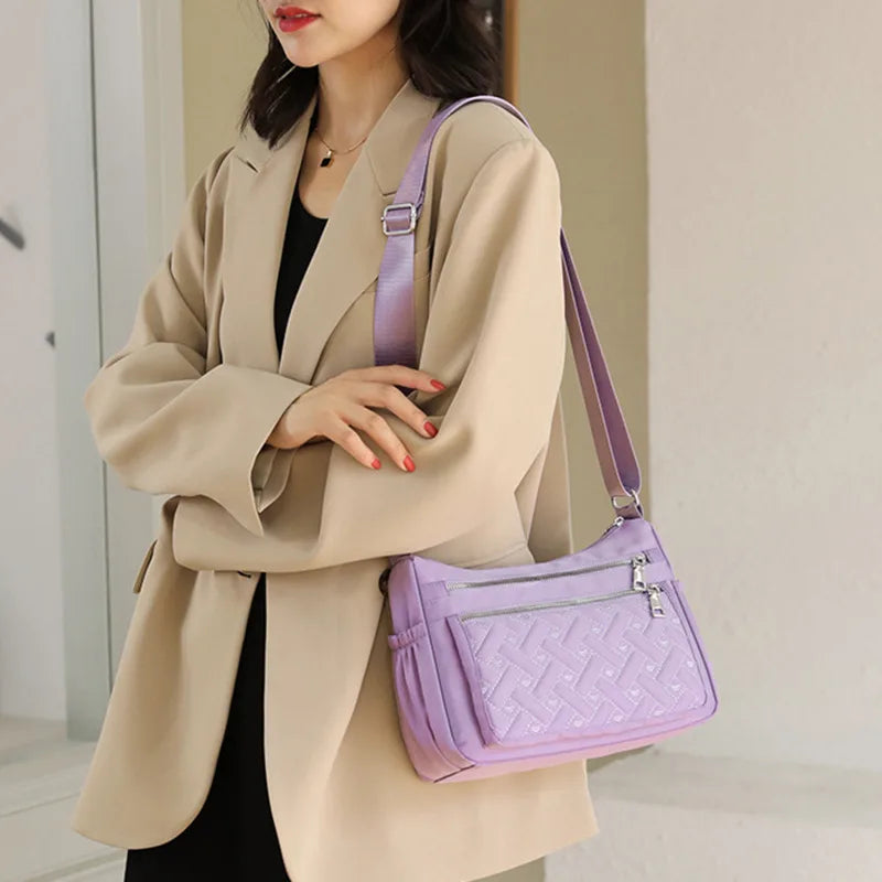 Waterproof Nylon Messenger Bag Large Capacity Crossbody Handbag