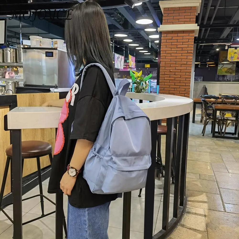 Casual Nylon Backpack for Women - Solid Large Handbag